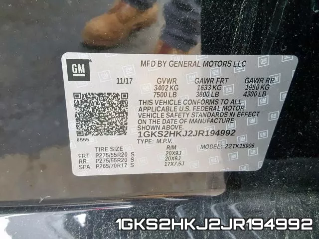 1GKS2HKJ2JR194992 фото 2