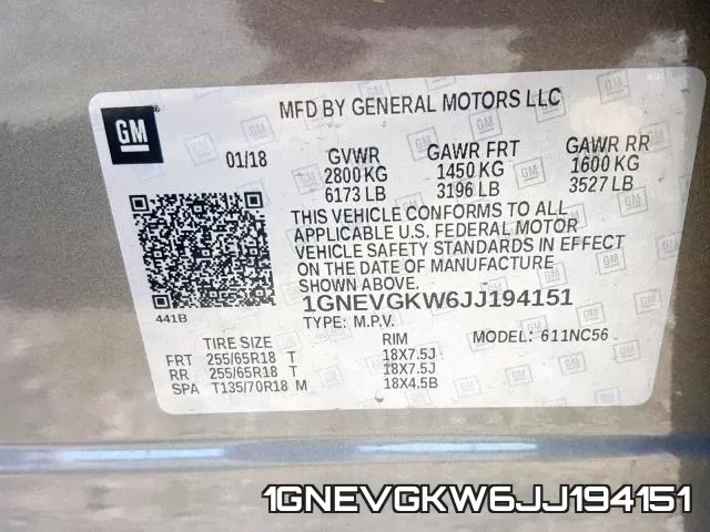 1GNEVGKW6JJ194151 фото 2