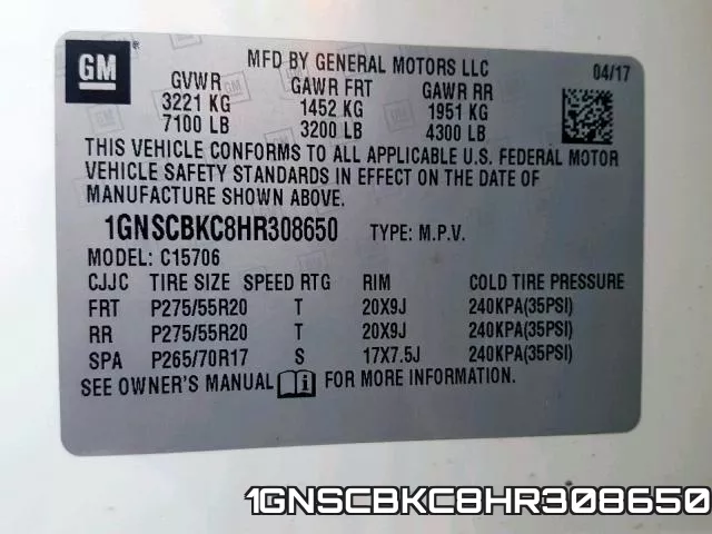 1GNSCBKC8HR308650 фото 2