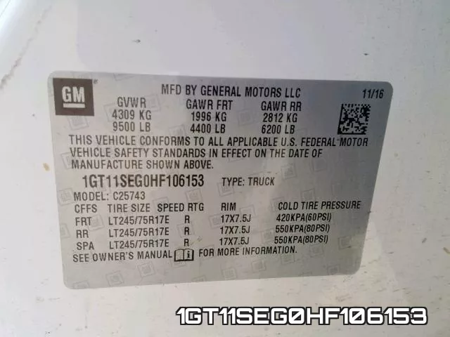 1GT11SEG0HF106153 фото 2