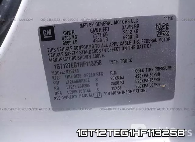 1GT12TEG1HF113258 фото 10