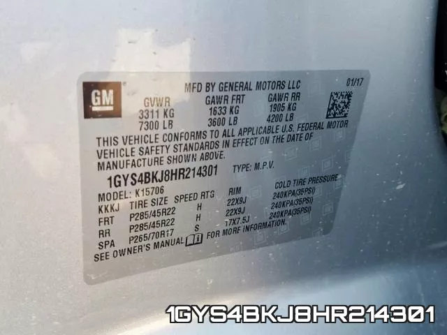 1GYS4BKJ8HR214301 фото 2