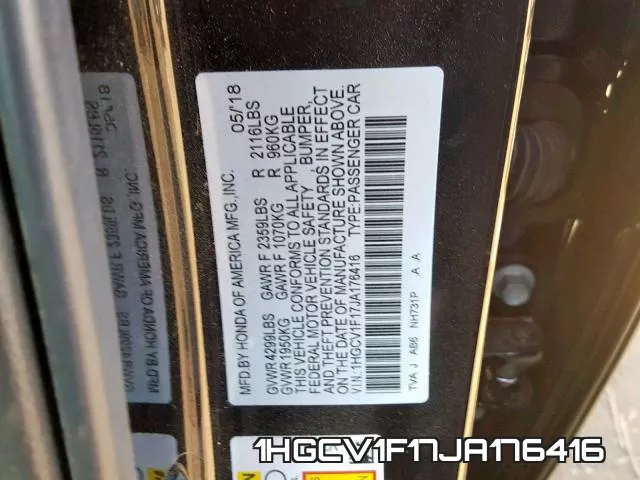 1HGCV1F17JA176416 фото 2