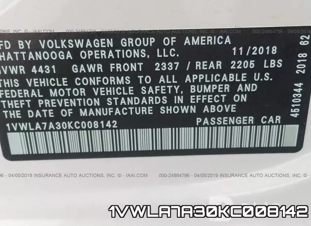 1VWLA7A30KC008142 фото 10