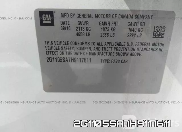 2G1105SA7H9117611 фото 10