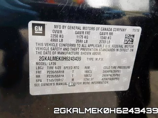 2GKALMEK0H6243439 фото 2