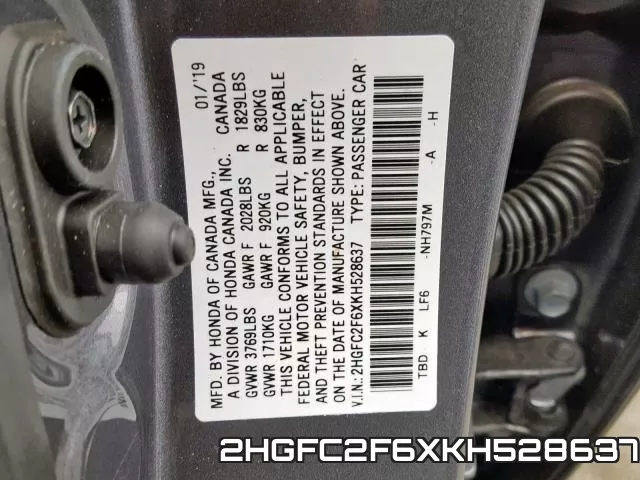 2HGFC2F6XKH528637 фото 2