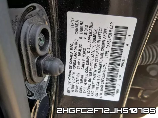 2HGFC2F72JH510785 фото 2