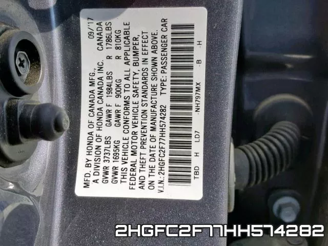 2HGFC2F77HH574282 фото 2