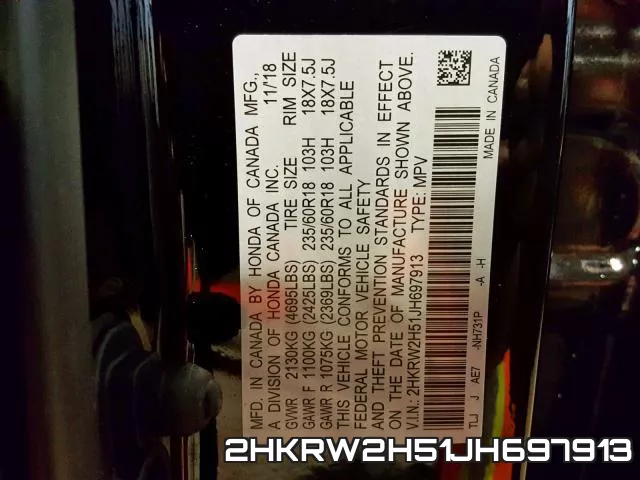 2HKRW2H51JH697913 фото 2