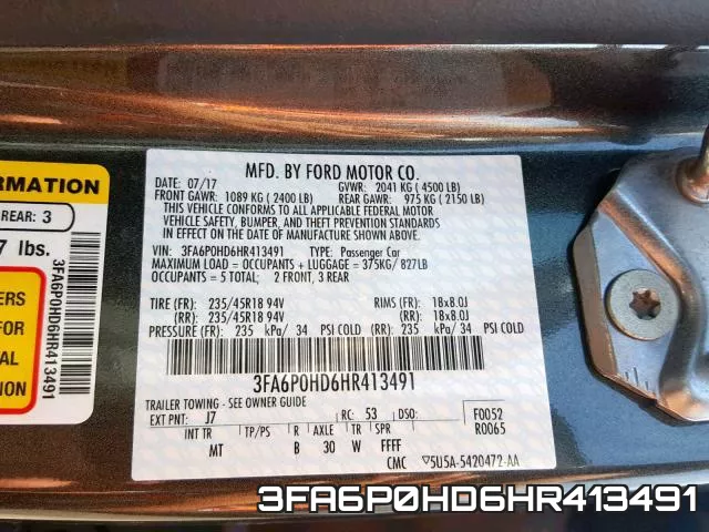 3FA6P0HD6HR413491 фото 2