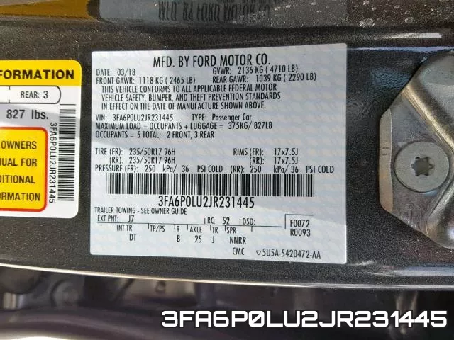 3FA6P0LU2JR231445 фото 2