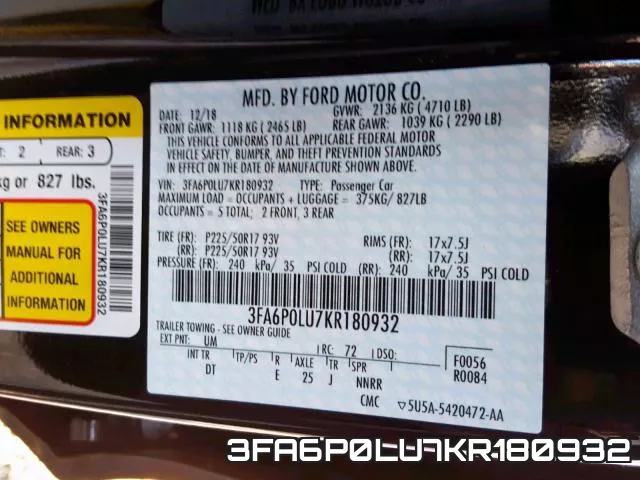 3FA6P0LU7KR180932 фото 2
