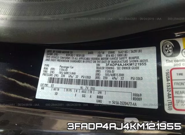 3FADP4AJ4KM121955 фото 10