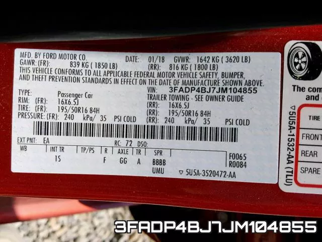 3FADP4BJ7JM104855 фото 2