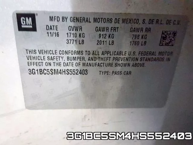 3G1BC5SM4HS552403 фото 2