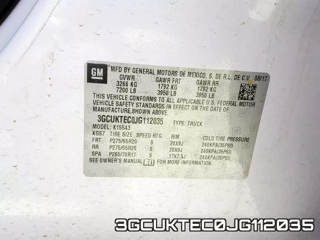 3GCUKTEC0JG112035 фото 2