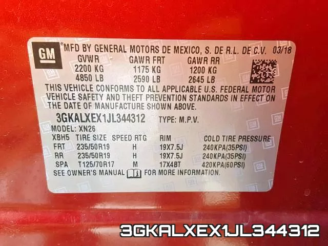 3GKALXEX1JL344312 фото 2