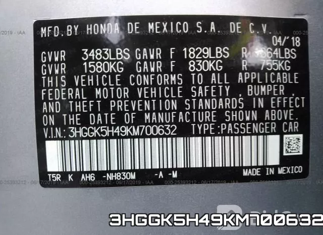 3HGGK5H49KM700632 фото 10