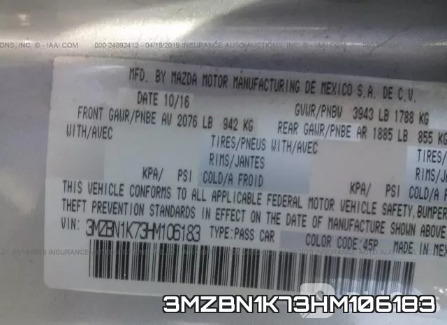 3MZBN1K73HM106183 фото 10