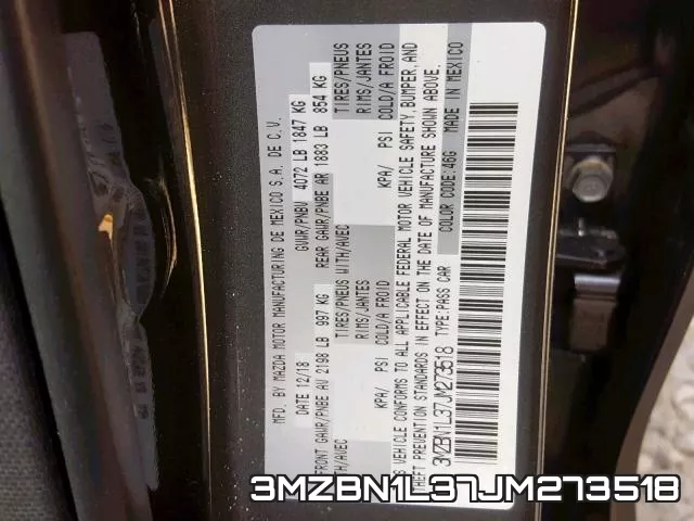 3MZBN1L37JM273518 фото 2