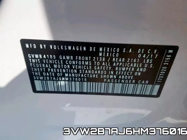 3VW2B7AJ6HM376016 фото 2