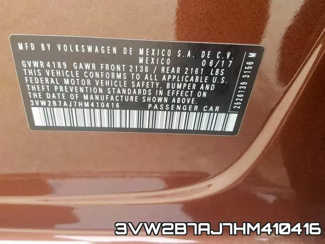 3VW2B7AJ7HM410416 фото 2