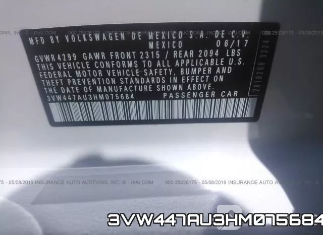 3VW447AU3HM075684 фото 10