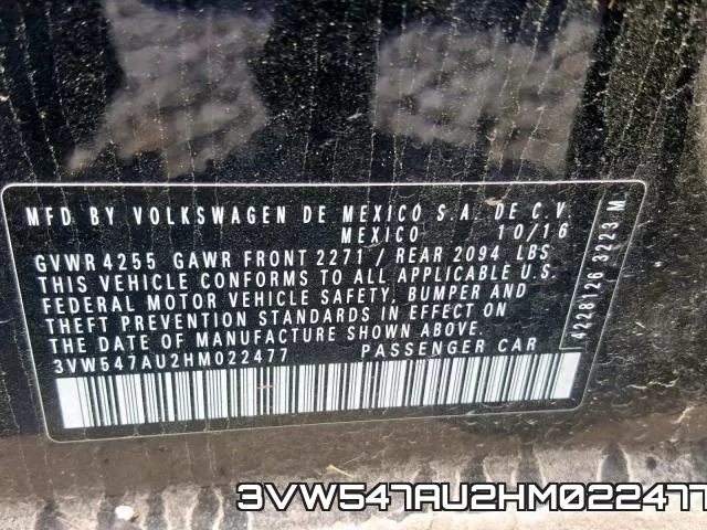 3VW547AU2HM022477 фото 2