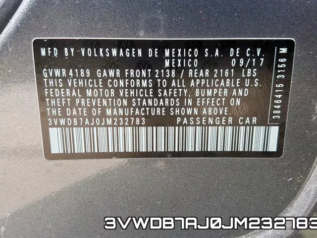 3VWDB7AJ0JM232783 фото 2
