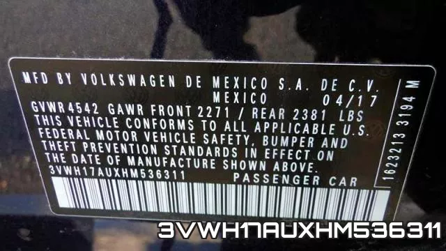 3VWH17AUXHM536311 фото 2