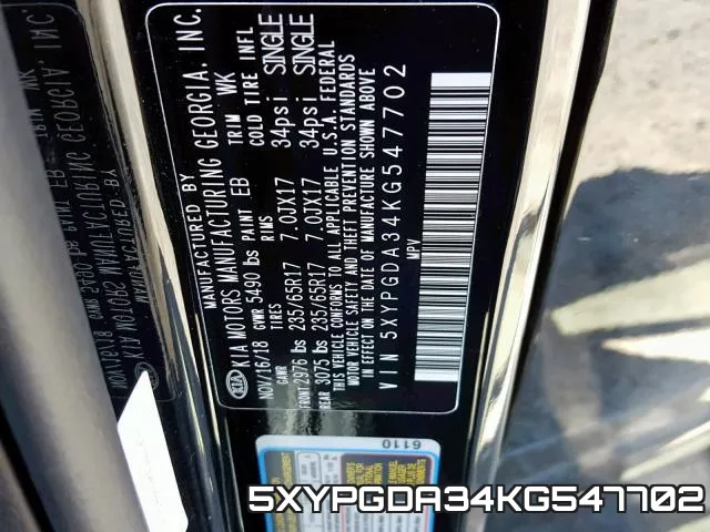 5XYPGDA34KG547702 фото 2