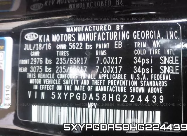 5XYPGDA58HG224439 фото 10