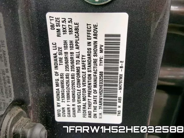 7FARW1H52HE032588 фото 2