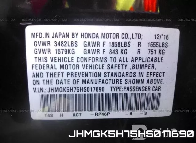 JHMGK5H75HS017690 фото 10