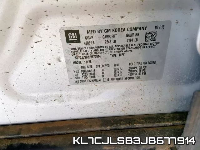 KL7CJLSB3JB677914 фото 2