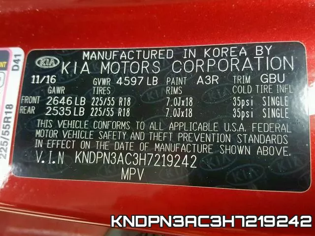 KNDPN3AC3H7219242 фото 2