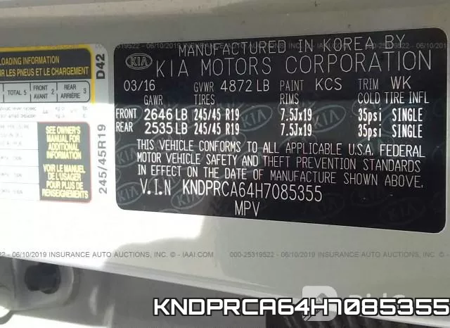 KNDPRCA64H7085355 фото 10