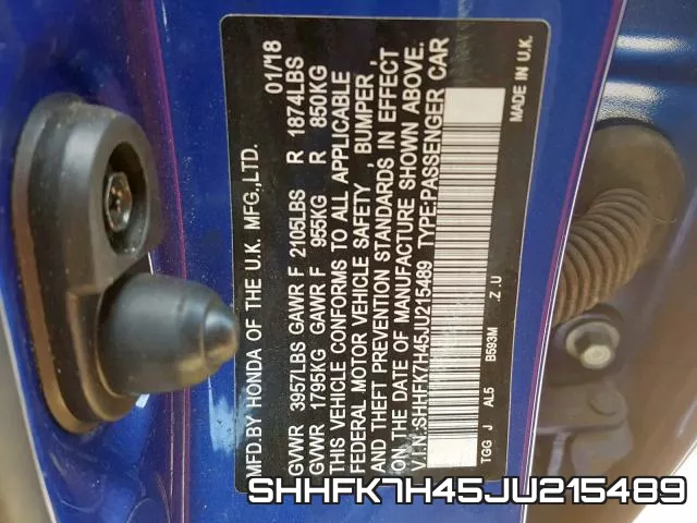 SHHFK7H45JU215489 фото 2
