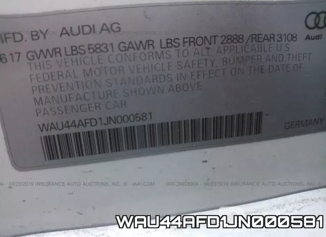 WAU44AFD1JN000581 фото 10