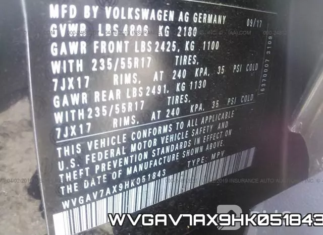 WVGAV7AX9HK051843 фото 10