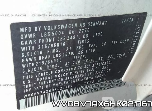 WVGBV7AX6HK021767 фото 10