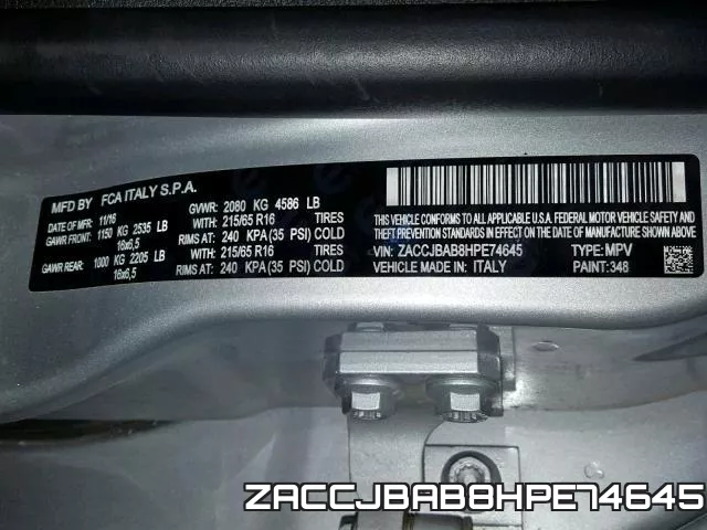 ZACCJBAB8HPE74645 фото 2