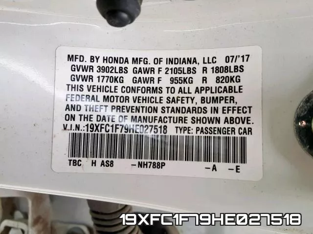 19XFC1F79HE027518 фото 2