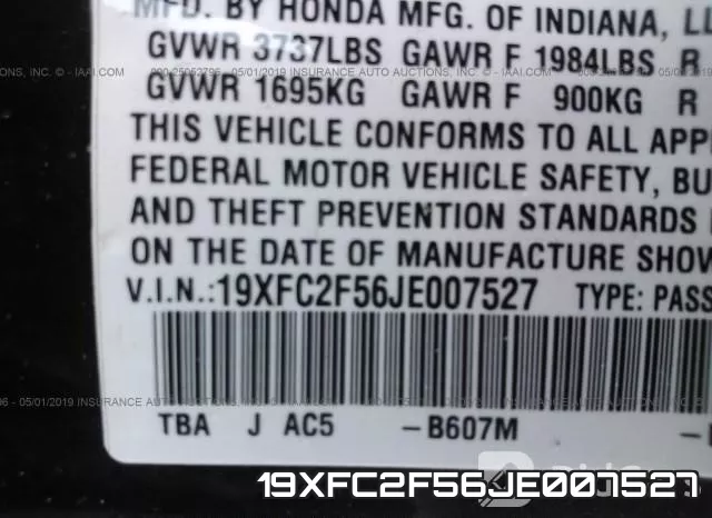 19XFC2F56JE007527 фото 10