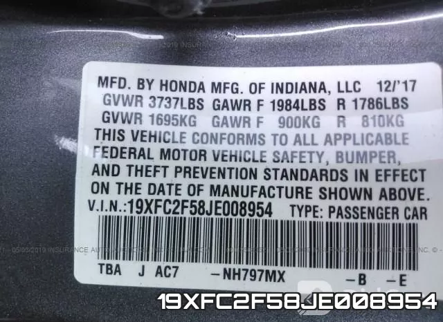 19XFC2F58JE008954 фото 10