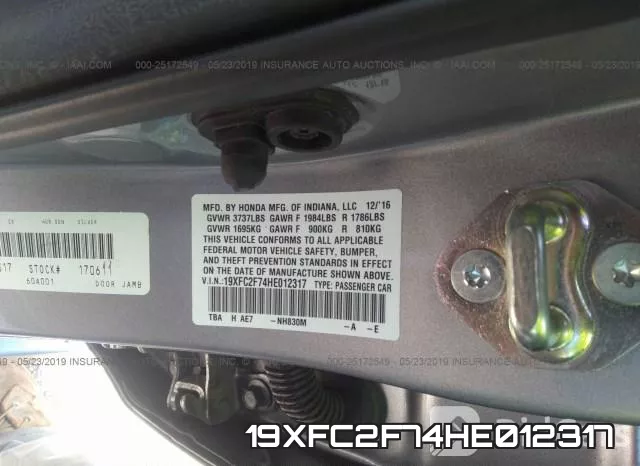 19XFC2F74HE012317 фото 10