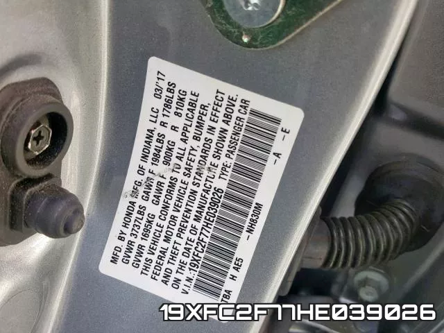 19XFC2F77HE039026 фото 2