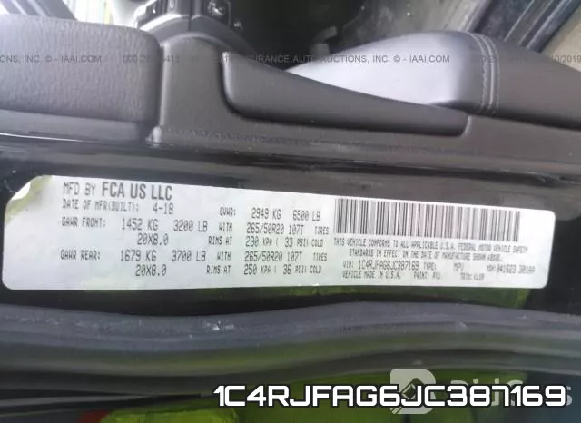 1C4RJFAG6JC387169 фото 10