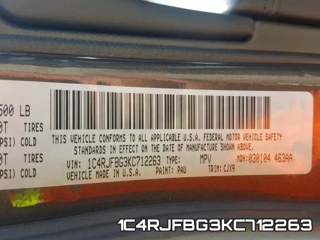 1C4RJFBG3KC712263 фото 2